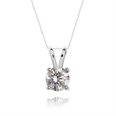 18ct White Gold Classic Design Diamond Solitaire Pendant 0.35ct thumbnail