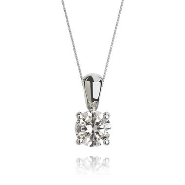 18ct White Gold Classic Design Diamond Solitaire Pendant 0.40ct thumbnail