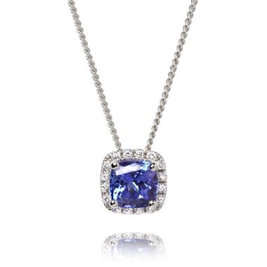 18ct White Gold Tanzanite and Diamond Pendant thumbnail