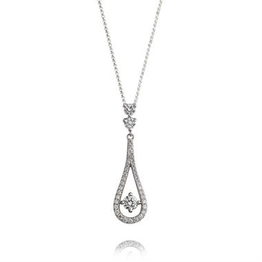 18ct White Gold Teardrop Diamond Pendant 0.45ct thumbnail