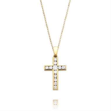 18ct Yellow Gold Diamond Cross Pendant 0.25ct thumbnail