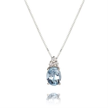 18ct White Gold Aquamarine and Diamond Necklace thumbnail