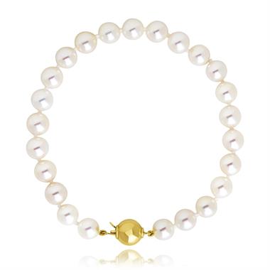 18ct Yellow Gold Akoya Pearl Bracelet 6.5-7.0mm | 19cm thumbnail