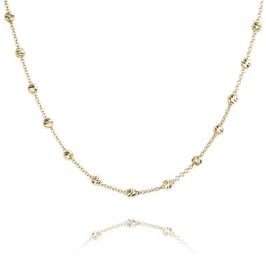 18ct Yellow Gold Faceted Bead Detail Station Necklace thumbnail