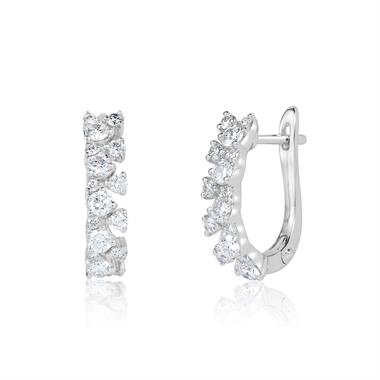 18ct White Gold Fine Petal Design Diamond Hoop Earrings 0.64ct thumbnail