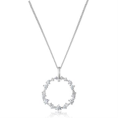 18ct White Gold Circle Design Diamond Pendant 0.33ct thumbnail