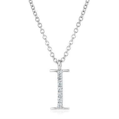18ct White Gold Diamond Initial Necklace I thumbnail