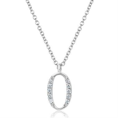 18ct White Gold Diamond Initial Necklace O thumbnail