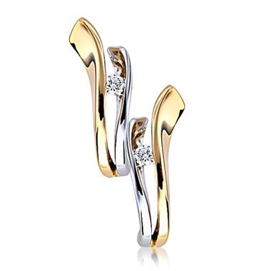 18ct Yellow and White Gold Diamond Hoop Earrings thumbnail