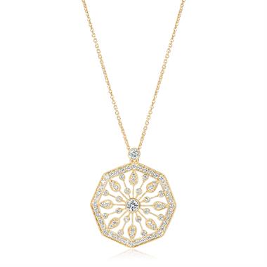 18ct Yellow Gold Disc Design Diamond Necklace 0.80ct thumbnail