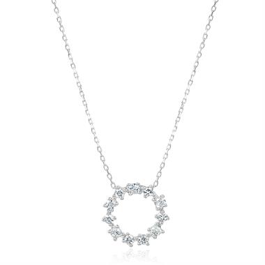 18ct White Gold Circle Design Diamond Necklace 0.16ct thumbnail