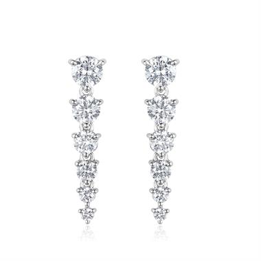 18ct White Gold Diamond Drop Earrings 20mm thumbnail