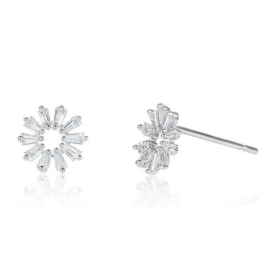 18ct White Gold Baguette Cut Diamond Stud Earrings 0.28ct thumbnail