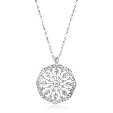 18ct White Gold Disc Design Diamond Necklace 0.80ct thumbnail