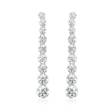 18ct White Gold Illusion Detail Diamond Drop Earrings 30mm thumbnail
