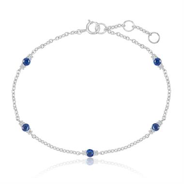 18ct White Gold Sapphire and Diamond Station Bracelet thumbnail