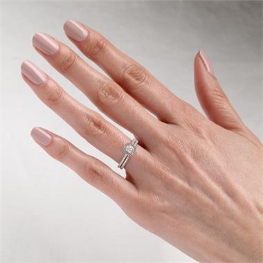 Platinum Cushion Cut Diamond Halo Engagement Ring 0.85ct thumbnail