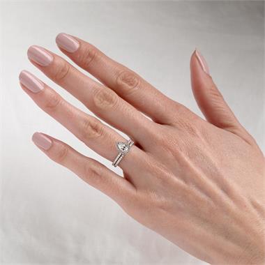 Platinum Pear Shape Diamond Halo Engagement Ring 0.85ct thumbnail