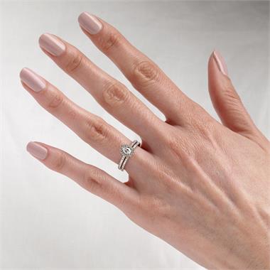 Platinum Oval Diamond Halo Engagement Ring 0.60ct thumbnail
