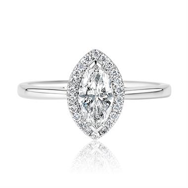 Platinum Marquise Diamond Halo Engagement Ring 0.85ct thumbnail