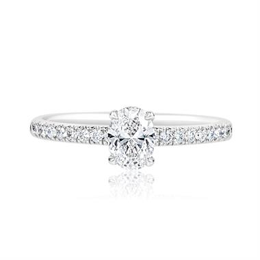 Platinum Oval Diamond Solitaire Engagement Ring 0.70ct thumbnail