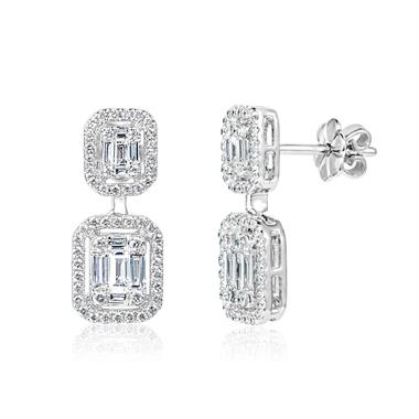 Odyssey 18ct White Gold Diamond Drop Earrings thumbnail