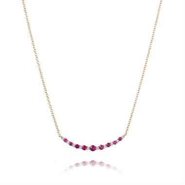 18ct Yellow Gold Ruby and Diamond Necklace thumbnail