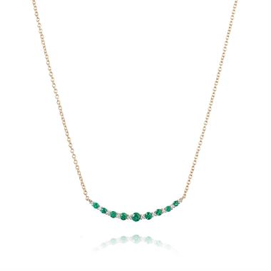 18ct Yellow Gold Emerald and Diamond Necklace thumbnail