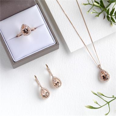 Ortensia 18ct Rose Gold Morganite and Diamond Pendant thumbnail