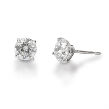 18ct White Gold Classic Design Diamond Solitaire Stud Earrings 2.00ct thumbnail