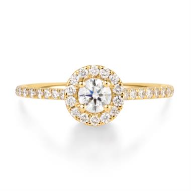 18ct Yellow Gold Diamond Round Halo Engagement Ring 0.65ct thumbnail