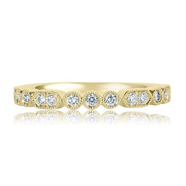 18ct Yellow Gold Vintage Style Diamond Half Eternity Ring 0.22ct thumbnail