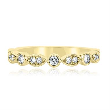 18ct Yellow Gold Vintage Style Diamond Half Eternity Ring 0.30ct thumbnail