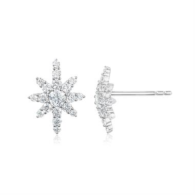 18ct White Gold Star Design Diamond Stud Earrings thumbnail