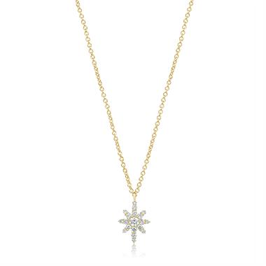 18ct Yellow Gold Star Design Diamond Necklace 0.23ct thumbnail