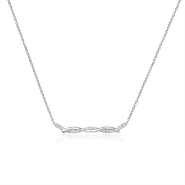 18ct White Gold Plaited Design Diamond Necklace 0.18ct thumbnail