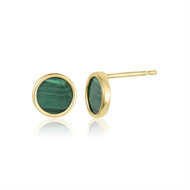 Nova 18ct Yellow Gold Round Malachite Stud Earrings thumbnail