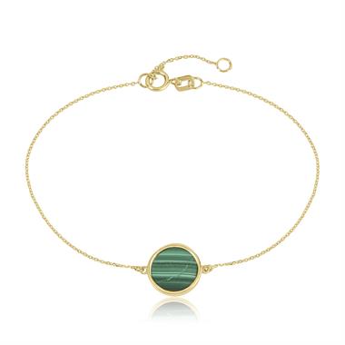 Nova 18ct Yellow Gold Round Malachite Bracelet thumbnail