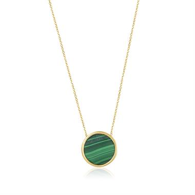 Nova 18ct Yellow Gold Round Malachite Necklace thumbnail