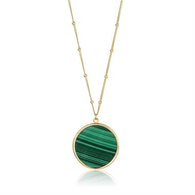 Nova 18ct Yellow Gold Round Malachite Necklace thumbnail
