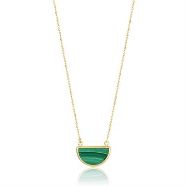 Nova 18ct Yellow Gold Half Moon Malachite Necklace thumbnail