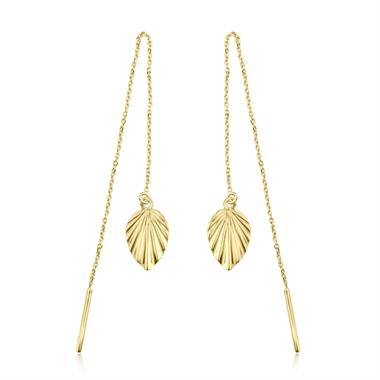 18ct Yellow Gold Leaf Design Drop Earrings thumbnail