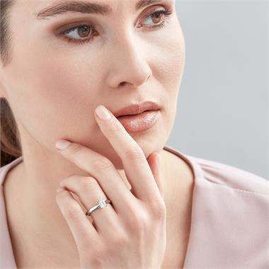 Platinum Emerald Cut Diamond Solitaire Engagement Ring 0.70ct thumbnail