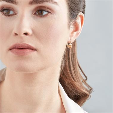 18ct Yellow Gold Emerald Cut Citrine and Diamond Halo Drop Earrings thumbnail