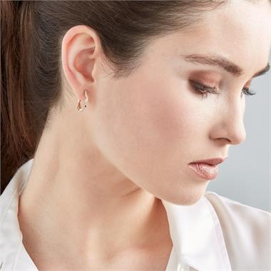 18ct Yellow Gold Plait Design Diamond Hoop Earrings thumbnail