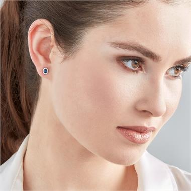 Camellia 18ct White Gold Sapphire and Diamond Oval Halo Earrings
 thumbnail