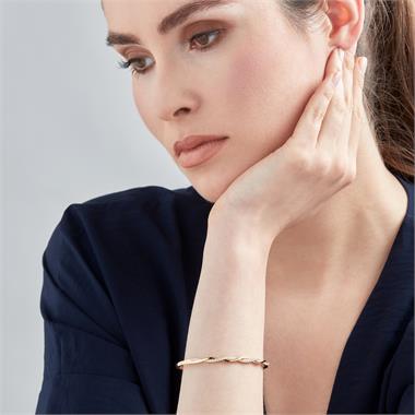 18ct Yellow Gold Plaited Design Diamond Bangle 0.41ct thumbnail
