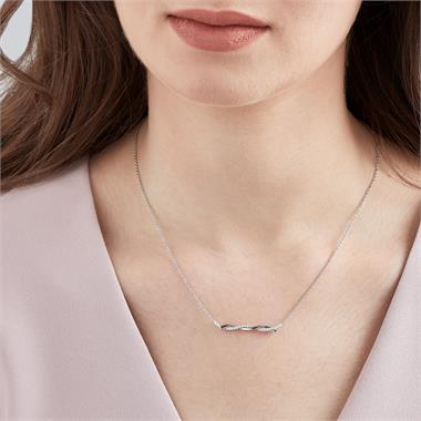 18ct White Gold Plaited Design Diamond Necklace 0.18ct thumbnail