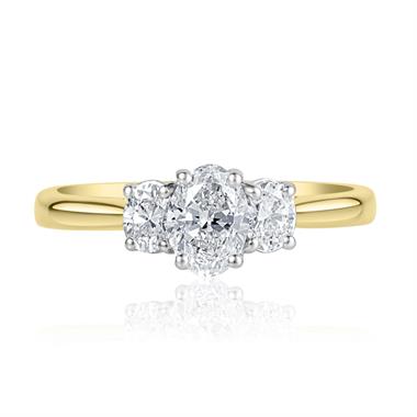 18ct Yellow Gold Oval Diamond Three Stone Engagement Ring 0.80ct thumbnail