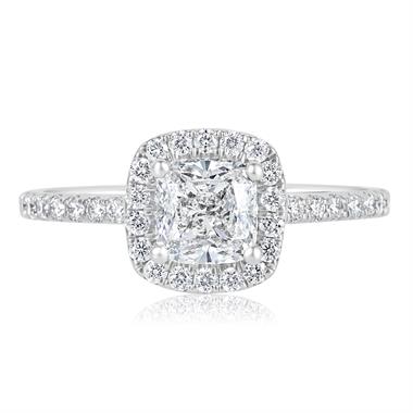 Platinum Cushion Cut Diamond Halo Engagement Ring 1.65ct thumbnail